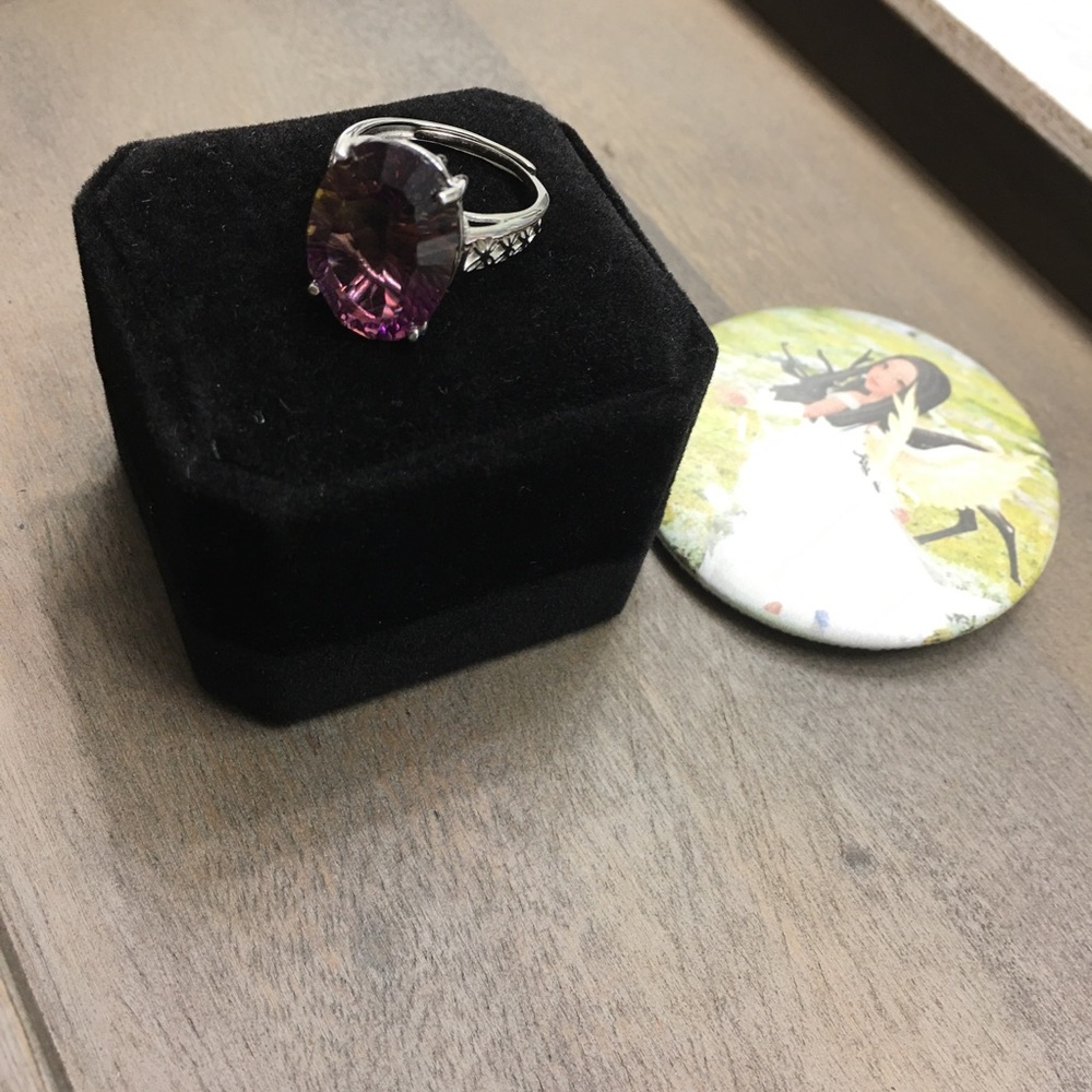 Certified 14.2 CT Ametrine Solid Silver Ring - Picture 13 of 16